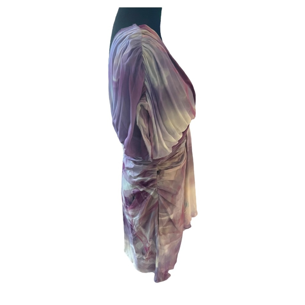 Roberto Cavalli Silk Abstract Print Mini Dress IT 42 US M Purple Lavender - Picture 3 of 9